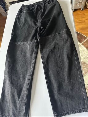 M1- UNISEX Two-Tone Black Wide Leg Jeans